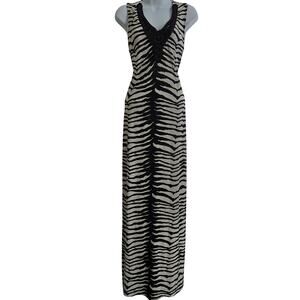 Chicos Vintage Y2K Eclectic Baddie Maximalist Beaded Crochet Zebra Maxi Dress M